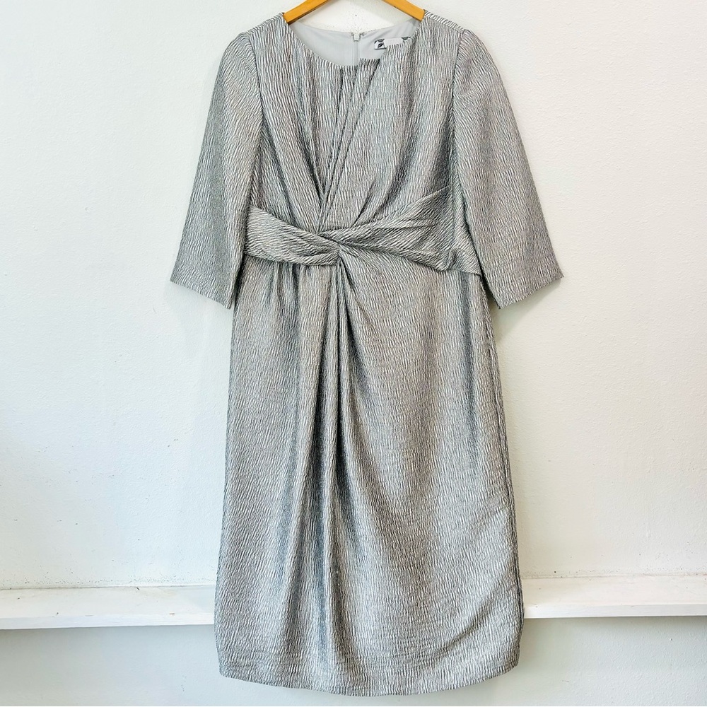 Joanna Hope Silver Knee Length Dress Size 12 Like New